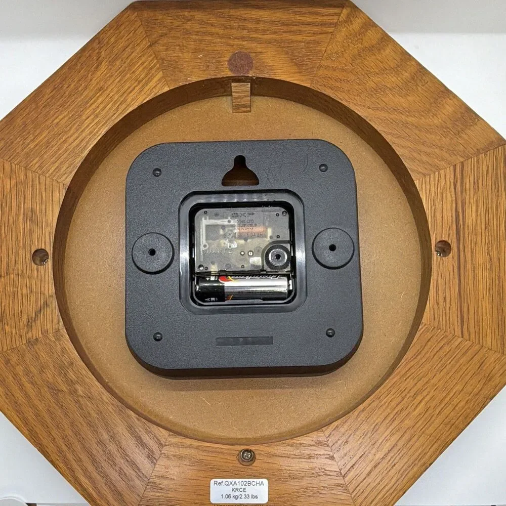 Seiko QXA102BCHA Octagon Wood Analog Quartz Battery Wall Clock Brown